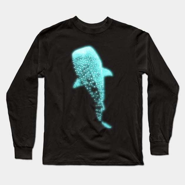 Glowing Blue Neon Whale Shark Optical illusion Long Sleeve T-Shirt by la chataigne qui vole ⭐⭐⭐⭐⭐